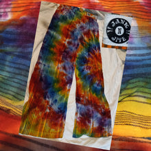 Load image into Gallery viewer, Rainbow tie dye Festival pants, linen ice dye wide leg pants women&#39;s size 6