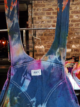 Load image into Gallery viewer, Tie dye Overalls, ice dye overall bibs, reverse dyed Liberty overalls