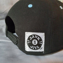 Load image into Gallery viewer, Billy Strings 2023 Red Rocks Guitar Hat, Billy Strings Black &amp; Sky Blue Flatbrim Snapback