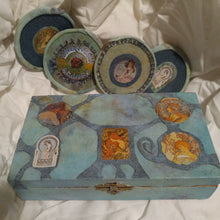 Load image into Gallery viewer, Coffee table box with coasters, Alfonse Mucha Decoupage Memory box