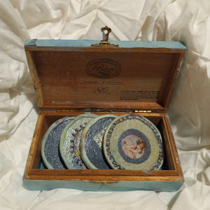 Coffee table box with coasters, Alfonse Mucha Decoupage Memory box
