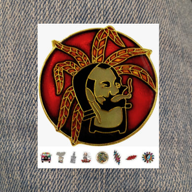 Zig-Zag Man hat pin, Zig Zag enamel pin + 10 Grateful Dead Stickers, Zig-Zag pin