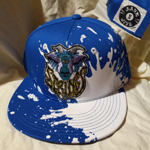 Load image into Gallery viewer, Billy Strings Hat, Blue Billy Strings Flatbrim hat, FOREVER STITCHED SECURELY patch