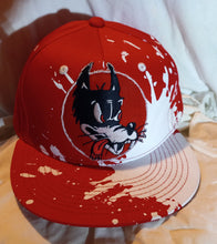 Load image into Gallery viewer, Grateful Dead Jerry Wolf hat, Red Grateful Dead Dire Wolf DECKY flatbrim hat