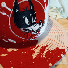 Load image into Gallery viewer, Grateful Dead Jerry Wolf hat, Red Grateful Dead Dire Wolf DECKY flatbrim hat