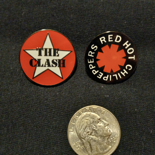 Red Hot Chili Peppers hat pin and The Clash hat pin