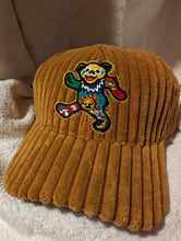 Load image into Gallery viewer, Grateful Dead Hat, Grateful Dead chunky corduroy hat, Sunshine Daydream Bear hat