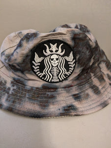 Ice dye Bucket Hat, Starbucks Skeleton mermaid tie dye bucket hat