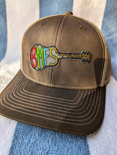 Billy Strings Trucker hat, custom Billy Strings hat, brown Billy Strings BMFS hat