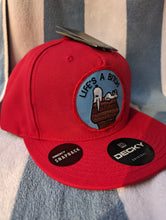 Load image into Gallery viewer, Snoopy Hat, Charlie Brown Snoopy hat, red Snoopy Vintage flat brim DECKY snapback