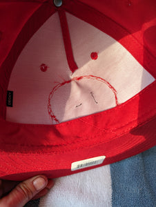 Snoopy Hat, Charlie Brown Snoopy hat, red Snoopy Vintage flat brim DECKY snapback