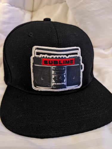 Sublime hat, Black Sublime Boom Box Hat, Flat brim Sublime Snapback