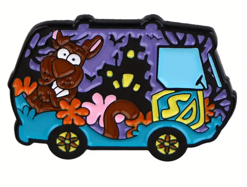 Scooby Doo Mystery Machine hat pin, Psychedelic Mystery Machine enamel pin