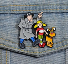 Load image into Gallery viewer, Inspector Gadget hat pin, Inspector Gadget, Penny, and Brain Enamel Pin