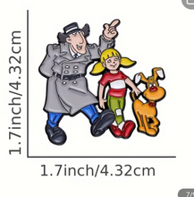 Load image into Gallery viewer, Inspector Gadget hat pin, Inspector Gadget, Penny, and Brain Enamel Pin