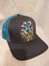 Load image into Gallery viewer, Billy Strings mesh hat, Billy Strings 3rd eye goat trucker hat, custom Billy Strings hat