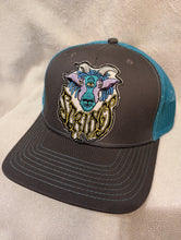 Load image into Gallery viewer, Billy Strings mesh hat, Billy Strings 3rd eye goat trucker hat, custom Billy Strings hat