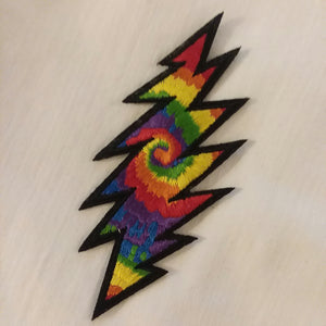 Grateful Dead Patch, 13 point lightening bolt patch rainbow tie dye