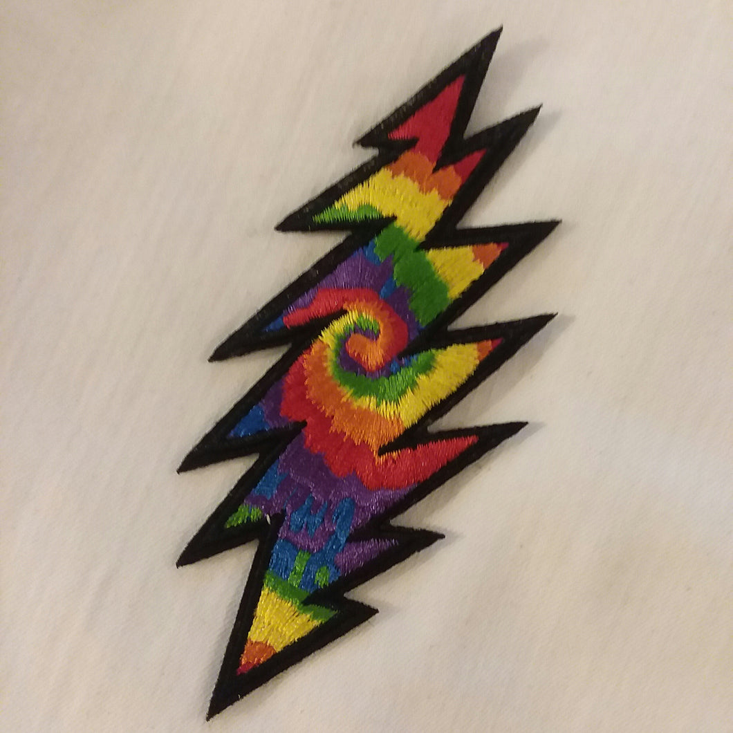 Grateful Dead Patch, 13 point lightening bolt patch rainbow tie dye