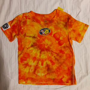 Toddler's Orange and Yellow Ice Tie Dye t-shirt, "Tigger & Pooh"