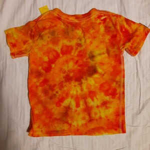 Toddler's Orange and Yellow Ice Tie Dye t-shirt, "Tigger & Pooh"