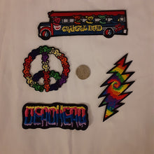 Load image into Gallery viewer, Grateful Dead Patch Lot, GD 13 point lightening bolt, GD Tour Bus Patch