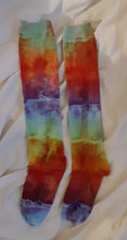 Load image into Gallery viewer, Ice dye knee highs socks, Rainbow ice dye socks