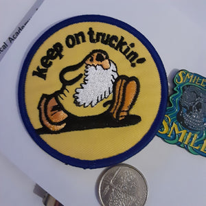 Grateful Dead Smile pin with Mr. Natural Truckin Patch
