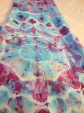 Load image into Gallery viewer, Ice dye overalls, Turquoise and Purple tie dye Bibs