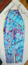 Load image into Gallery viewer, Ice dye overalls, Turquoise and Purple tie dye Bibs