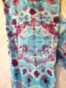 Ice dye overalls, Turquoise and Purple tie dye Bibs