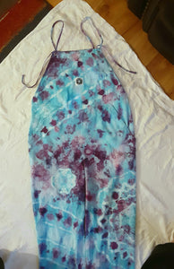 Ice dye overalls, Turquoise and Purple tie dye Bibs