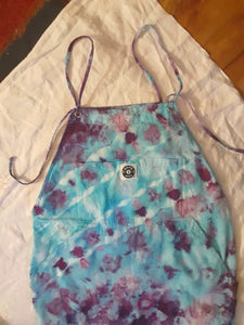 Ice dye overalls, Turquoise and Purple tie dye Bibs