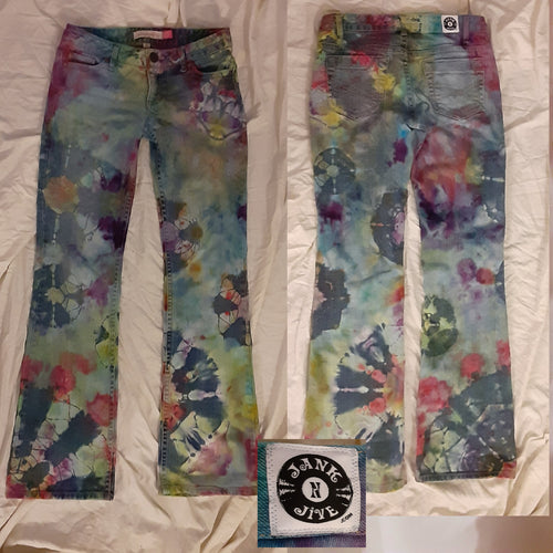 Tie dye jeans, Rainbow ice dye Aeropostale flare jeans