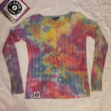 Load image into Gallery viewer, Ice dye sweater, Women&#39;s MED Rainbow ice dye winter sweater