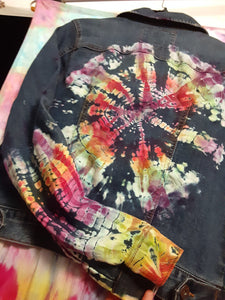 Tie dye Jean Jacket, Ladies MED reverse ice dye jean jacket