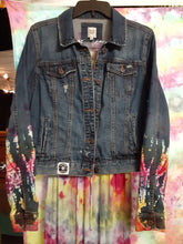 Load image into Gallery viewer, Tie dye Jean Jacket, Ladies MED reverse ice dye jean jacket