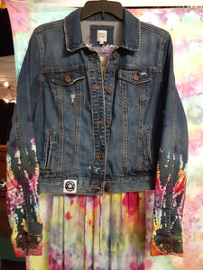 Tie dye Jean Jacket, Ladies MED reverse ice dye jean jacket