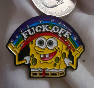 Bad Sponge Bob hat pin, Adult humor Sponge Bob