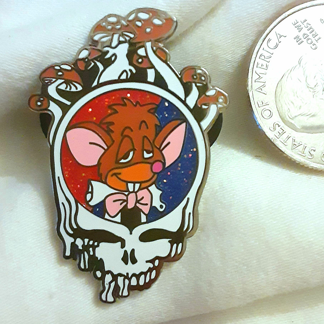 Grateful Dead/ Alice in Wonderland mash up hat pin