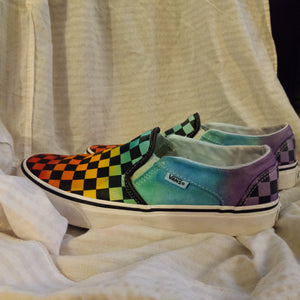 Tie Dye Checkerboard - Custom Slip Ons