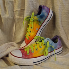 Load image into Gallery viewer, Ice dye Converse, Ladies 8.5 Tie dye Converse, Rainbow tie dye Chucks