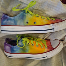 Load image into Gallery viewer, Ice dye Converse, Ladies 8.5 Tie dye Converse, Rainbow tie dye Chucks