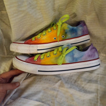 Load image into Gallery viewer, Ice dye Converse, Ladies 8.5 Tie dye Converse, Rainbow tie dye Chucks