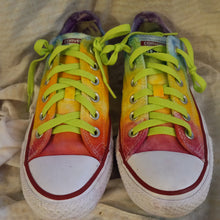 Load image into Gallery viewer, Ice dye Converse, Ladies 8.5 Tie dye Converse, Rainbow tie dye Chucks