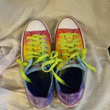 Load image into Gallery viewer, Ice dye Converse, Ladies 8.5 Tie dye Converse, Rainbow tie dye Chucks