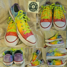 Load image into Gallery viewer, Ice dye Converse, Ladies 8.5 Tie dye Converse, Rainbow tie dye Chucks