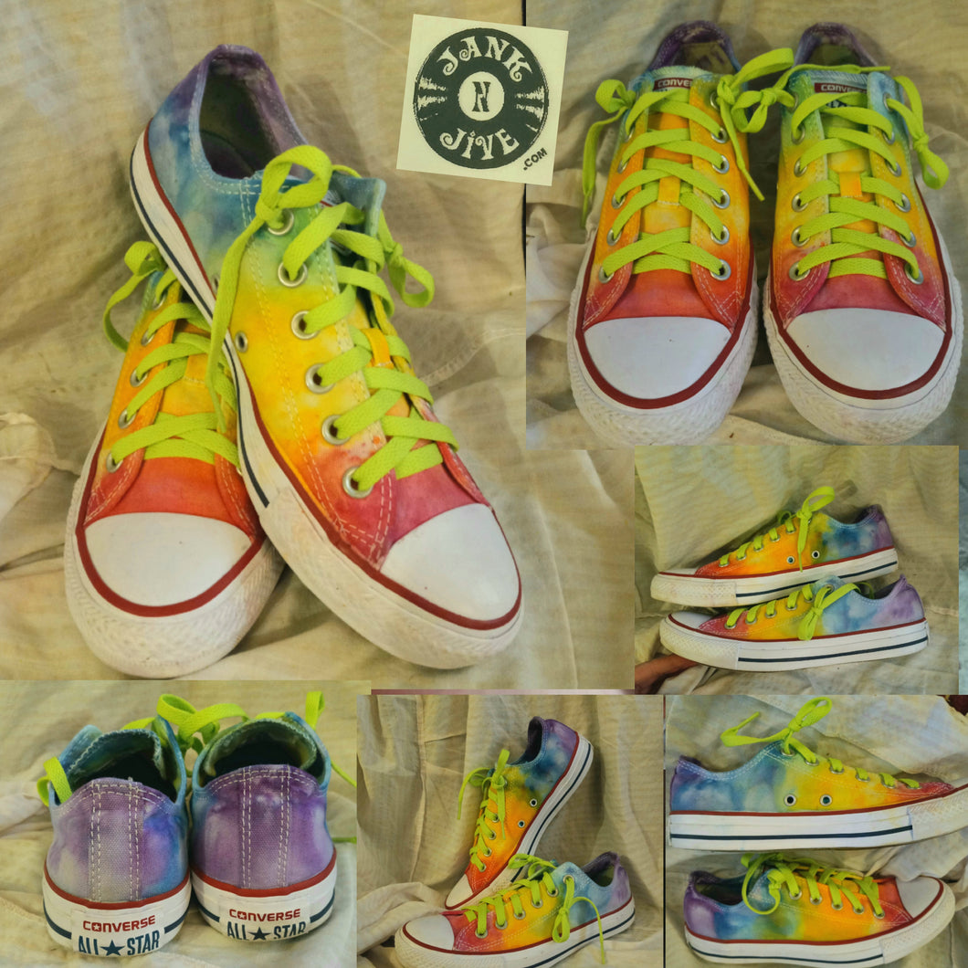 Ice dye Converse, Ladies 8.5 Tie dye Converse, Rainbow tie dye Chucks