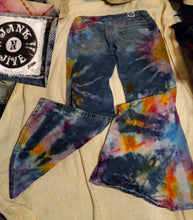 Load image into Gallery viewer, Reworked jeans, Aeropostale size 7/8 tie dye bell bottom jeans