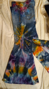 Reworked jeans, Aeropostale size 7/8 tie dye bell bottom jeans